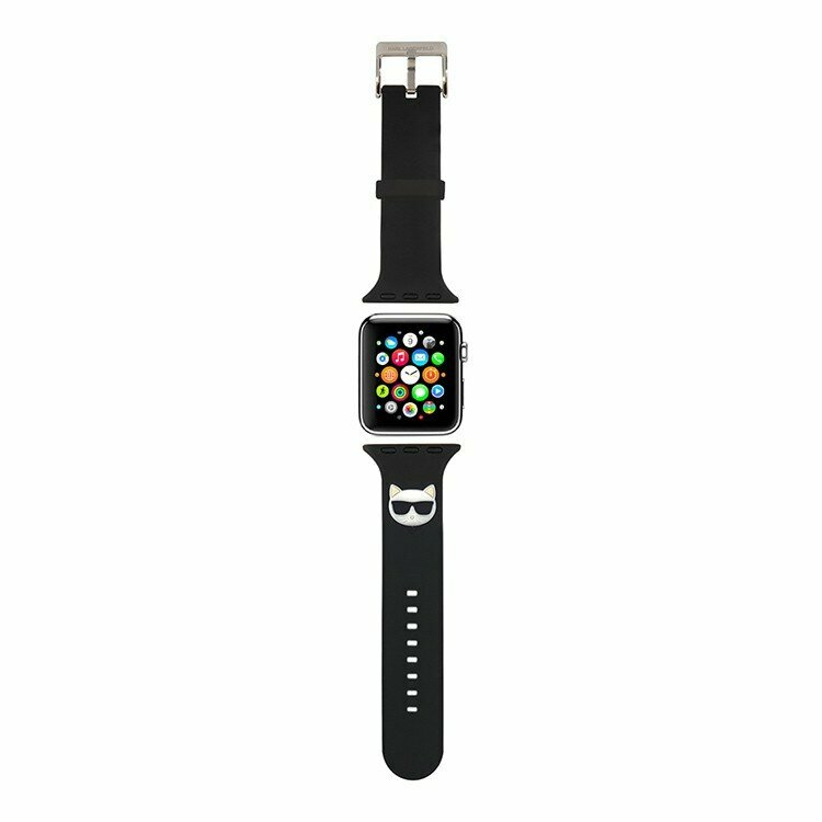 Ремешок Karl Lagerfeld силиконовый для Apple Watch 42-44-45 mm, Choupette head черный