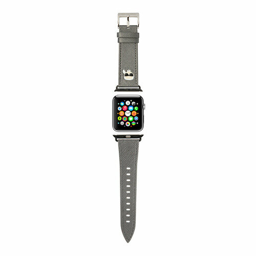 Karl Lagerfed Ремешок Lagerfeld PU Saffiano Karl head для Apple Watch 38-40-41 mm, серебристый