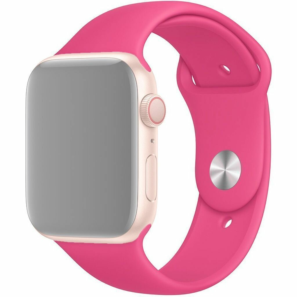 Ремешок силиконовый для Apple Watch 42mm/44mm/45mm ярко-розовый