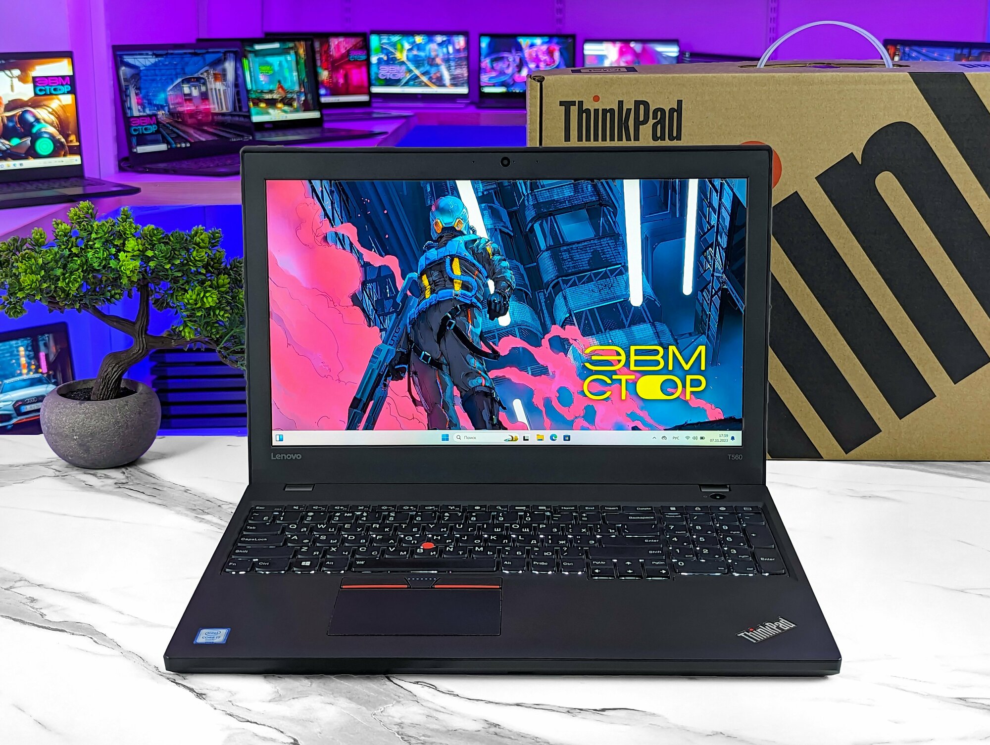 15.6"Ноутбук Lenovo ThinkPad T560, 1920x1080 IPS, Intel core i7-6600U 2.6 Ghz, RAM 16 ГБ, SSD 512 ГБ, Intel HD 520, Win10, черный