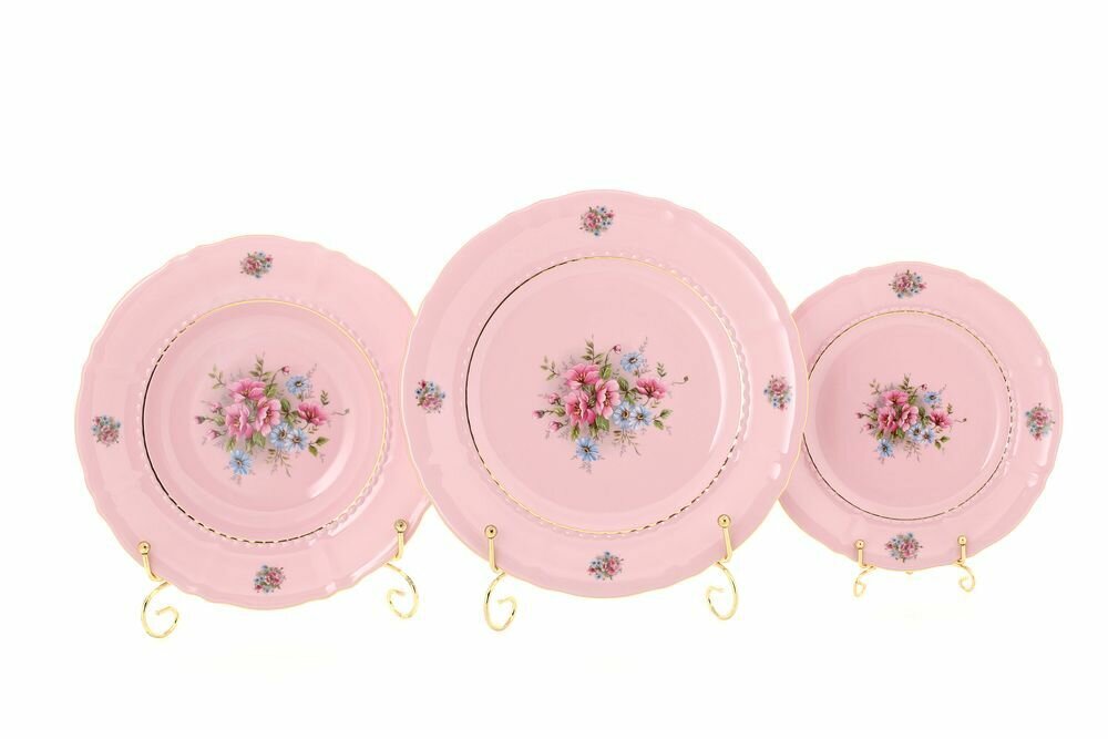 Набор тарелок Leander 18 предметов Розовые цветы