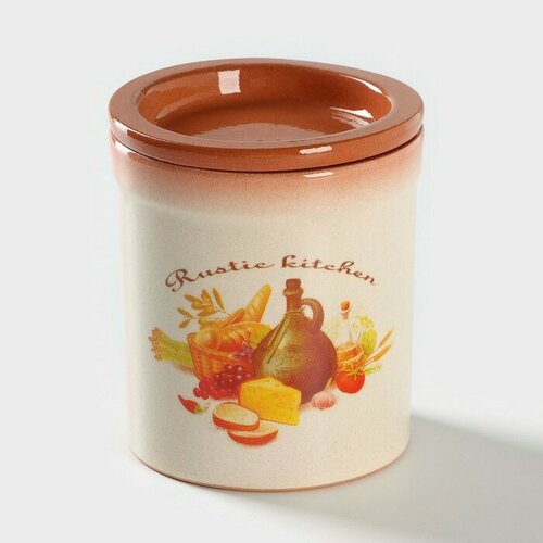 Ломоносовская керамика Банка для хранения продуктов Rustic kitchen, 0,7 л, d=11см, h=13см