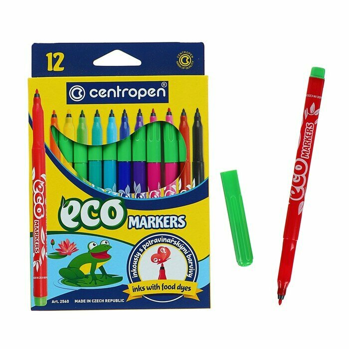 Фломастеры Centropen Eco Tri 12 цветов из пищевых красителей - фото №15