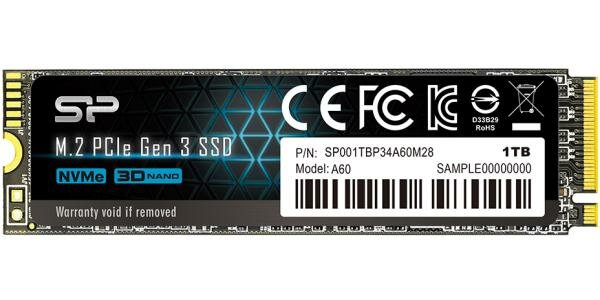 Твердотельный накопитель SSD M.2 1 Tb Silicon Power P34A60 Read 2200Mb/s Write 1600Mb/s 3D NAND TLC