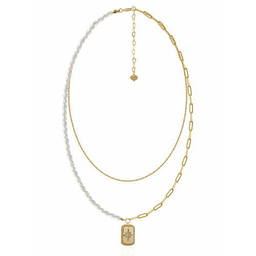 Колье LN ONE, жемчуг барочный, длина 44 см, белый