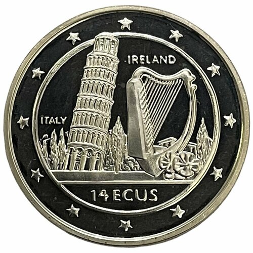 Гибралтар 14 экю 1996 г. (Пизанская башня и Ирландская арфа) (Proof) клуб нумизмат монета 20 долларов канады 1996 года серебро елизавета ii
