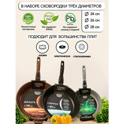 Набор сковородок с антипригарным покрытием