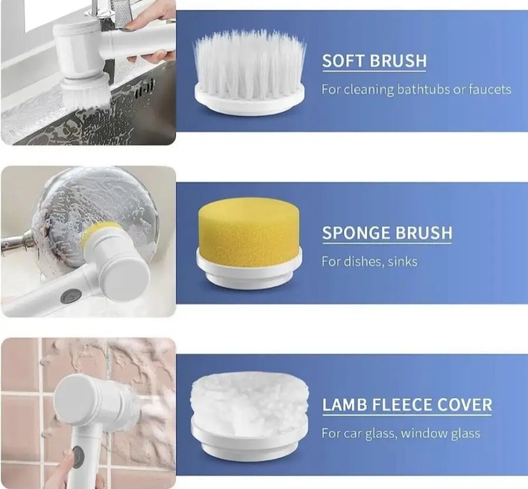 Электрическая щетка для уборки Brush Magic Brush 5 in 1, белая, пластик — фото 1