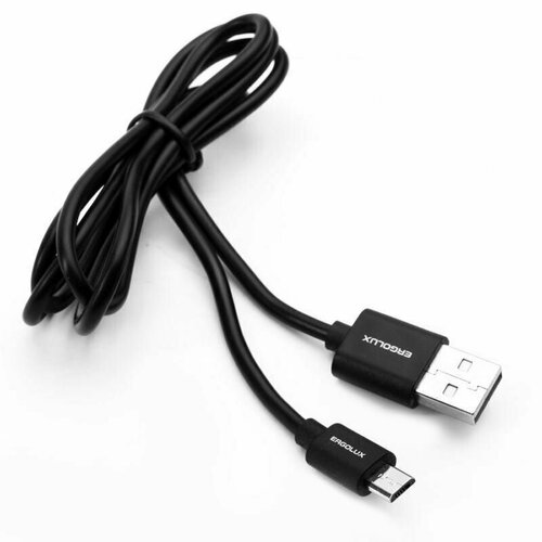 Кабель USB Micro USB 2А 1м зарядка + передача данных черн. (пакет) ERGOLUX 15088 сетевая зарядка micro usb кабель cablexpert mp3a pc 35 usb 2 порта 2 4a черный кабель 1м micro