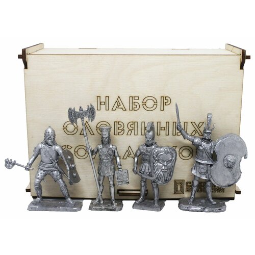 Греки №1НВ (4 н/к) в фанерной коробке набор оловянных солдатиков некрашеных