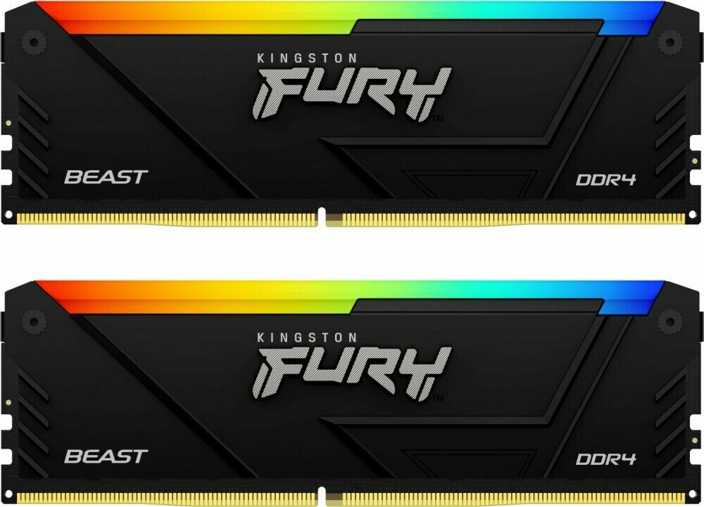 Оперативная память 64Gb DDR4 3200MHz Kingston Fury Beast RGB (2x32Gb KIT) (KF432C16BB2AK2/64)