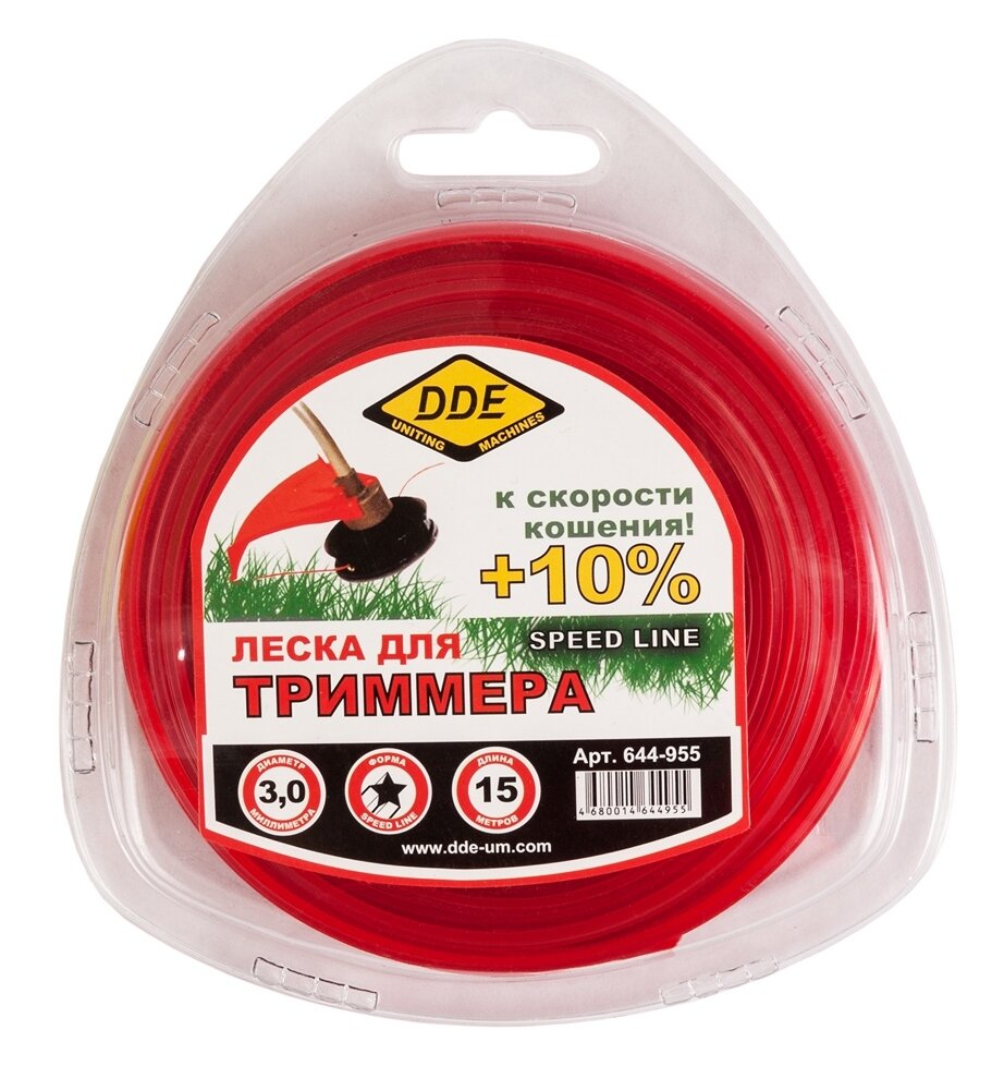 Леска для триммера DDE Speed line 3,0мм *15 м. Звезда