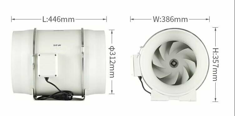 Малошумный канальный вентилятор Dastech HF-315PE (производительность 2206 м³/час, давление 818 Па, уровень шума 69 Дб) - фотография № 8