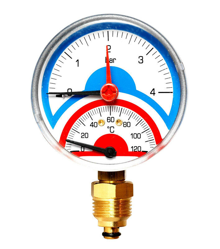 Термоманометр радиальный 80 мм 1/2" 4 бар 120°C Watts FR 828 (10009473)