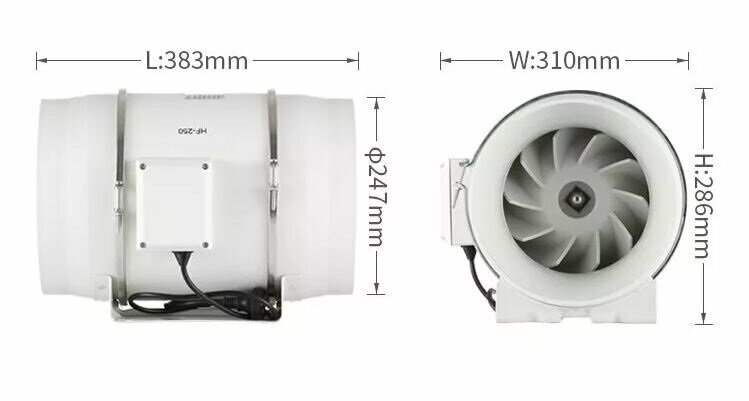 Малошумный канальный вентилятор Dastech HF-250PE (производительность 1650 м³/час, давление 1059 Па, уровень шума 66 Дб) - фотография № 7
