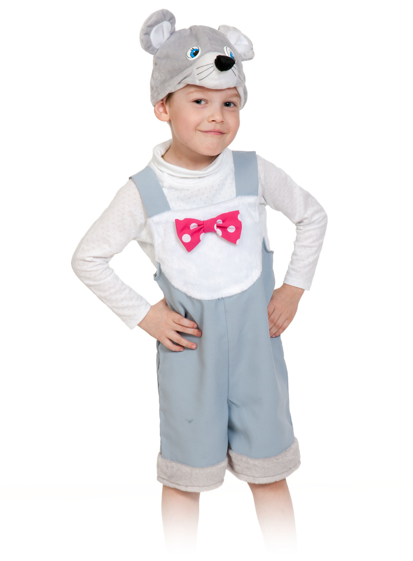 Карнавальный костюм для детей Мышонок Серый Карнавалофф, рост 92-122 см