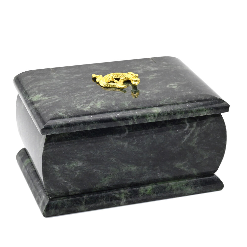 фото Ларец из змеевика с ящеркой 120*80*60мм РадугаКамня