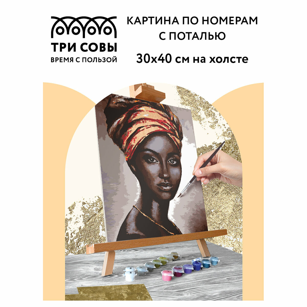Картина по номерам Африканская женщина Три совы - фото №3