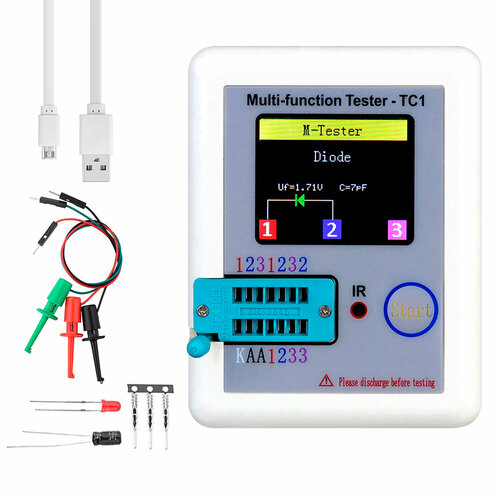 esr meter mega328 transistor tester digital v2 68 esr t4 diode triode capacitance mos pnp npn lcr 12864 lcd screen tester Многофункциональный измеритель LCR-TC1 (мультиметр, ESR метр, транзистор тестер)