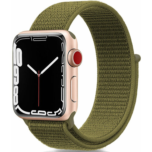 браслет gold stainless steel milanese loop миланский сетчатый браслет золотой apple watch 44mm 42mm 45mm mtu72zm a Нейлоновый ремешок для смарт часов Apple Watch 1-9, SE, Ultra 42, 44, 45, 49 мм / Тканевый браслет на Эпл Вотч 1-9, СЕ, Ультра / Оливковый