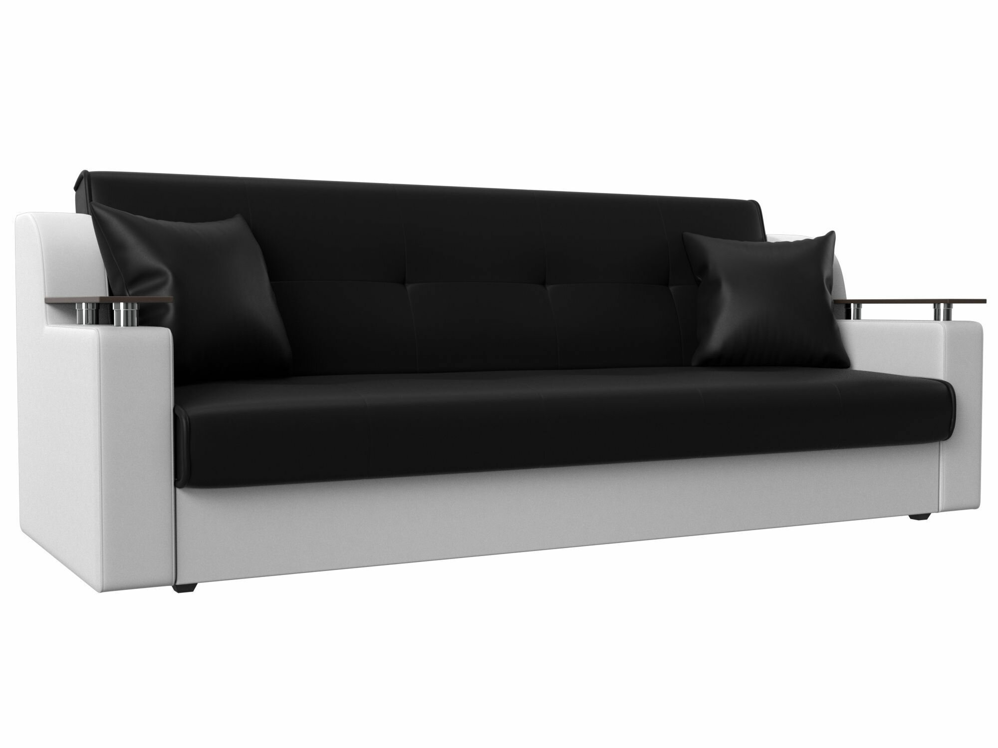 фото Прямой диван книжка Сенатор, Экокожа черная и белая