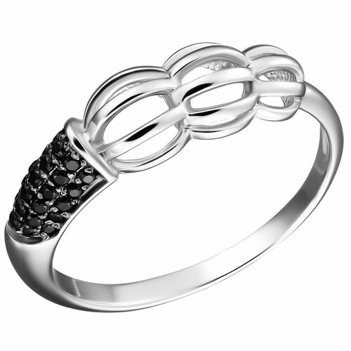 Перстень UVI Ювелирочка Серебряное кольцо с Шпинелью, серебро, 925 проба, родирование, шпинель, размер 17.5, черный, серебряный