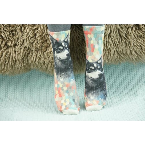 фото Носки шерстянки, размер 35/38, серый, синий, белый