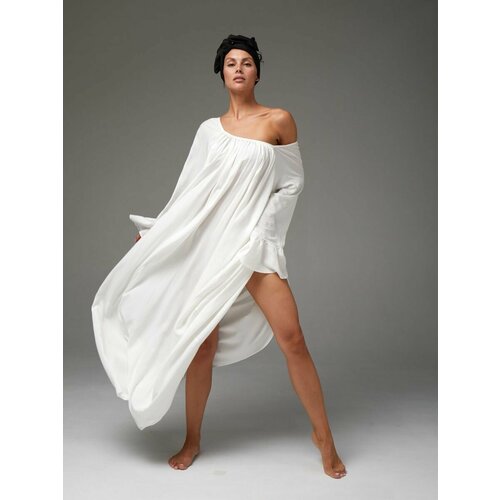 фото Платье вискоза, трапециевидный силуэт, макси, размер 42/56, белый anastasiya kovina