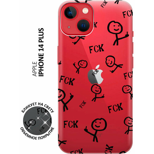 Силиконовый чехол на Apple iPhone 14 Plus / Эпл Айфон 14 Плюс с рисунком Fck Pattern силиконовый чехол на apple iphone 14 эпл айфон 14 с рисунком fck pattern w soft touch черный