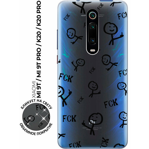 Силиконовый чехол с принтом Fck Pattern для Xiaomi Mi 9T / Mi 9T Pro / K20 / K20 Pro / Сяоми Ми 9Т / Ми 9Т Про силиконовый чехол с принтом faces для xiaomi mi 9t mi 9t pro k20 k20 pro сяоми ми 9т ми 9т про