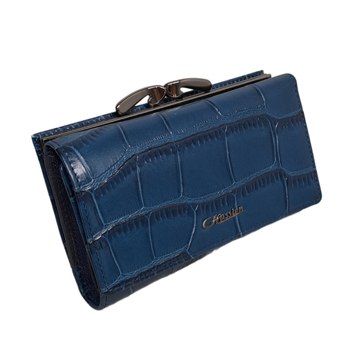 фото Кошелек hassion 55020-29206, фактура под рептилию, синий