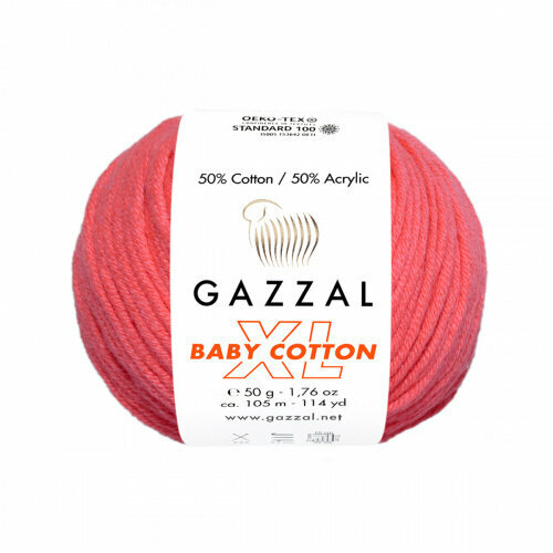 Пряжа Baby Cotton XL Gazzal (3458), 50 г, 105м, 50% хлопок, 50% акрил (2 шт.)