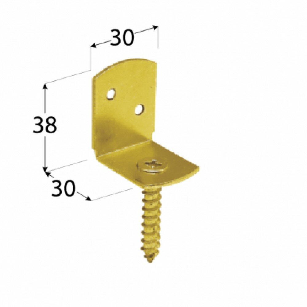 Уголок с шурупом 30х38х30х2 мм для деревянных конструкций