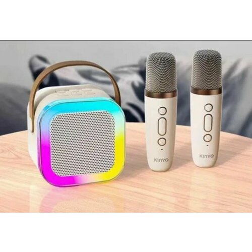 Портативная беспроводная колонка с умной LED подсветкой и микрофоном караоке bluetooth 2 микрофона и светящаяся блютуз колонка с караоке 299000₽