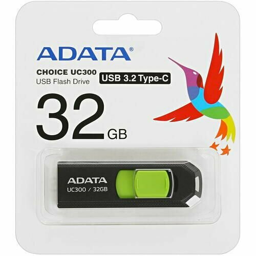 Память OTG USB Flash 32 ГБ ADATA UC300 ACHO-UC300-32G-RBK/GN