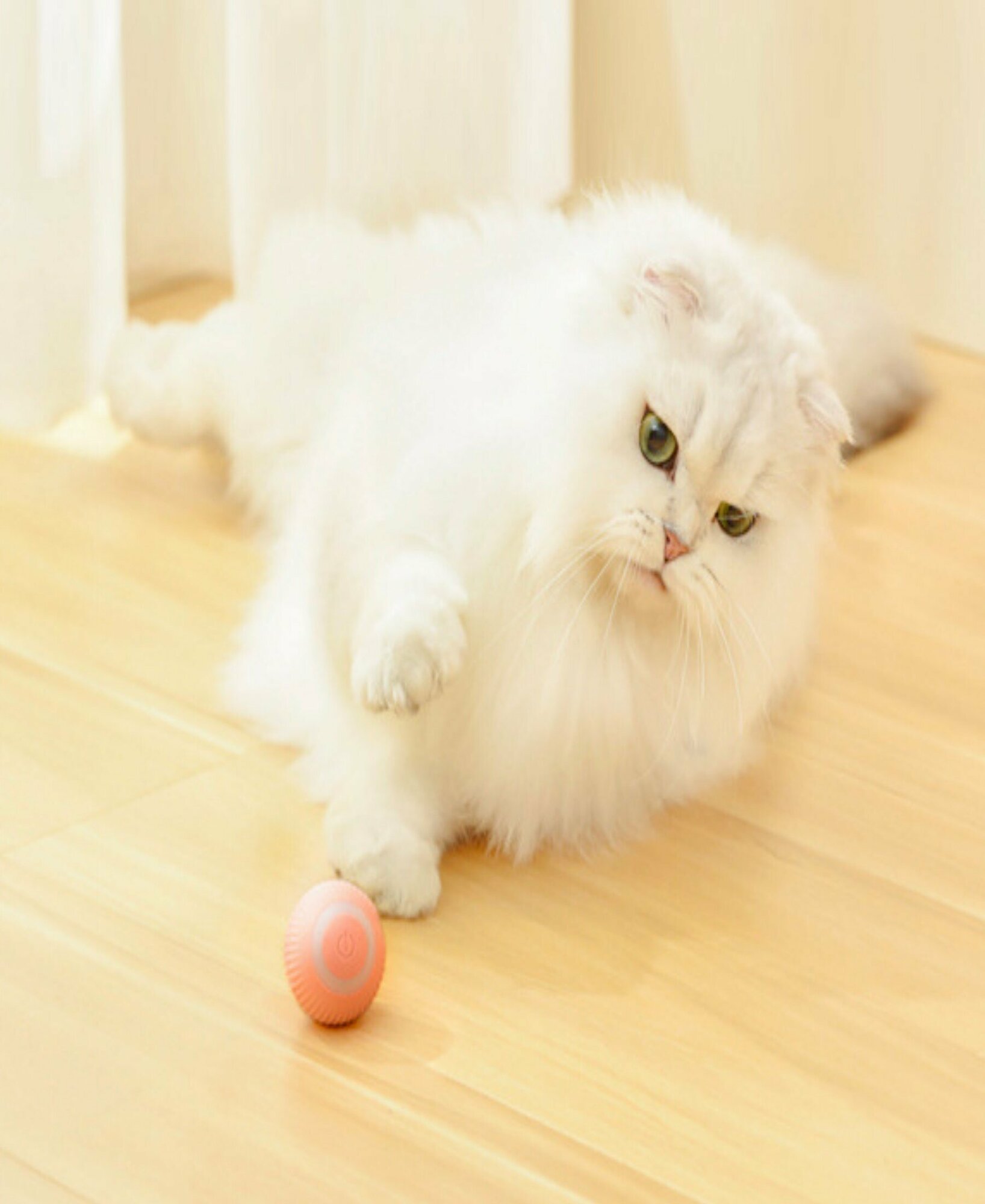 Интерактивная игрушка для кошек и собак, умный мячик цвет розовый - фотография № 10