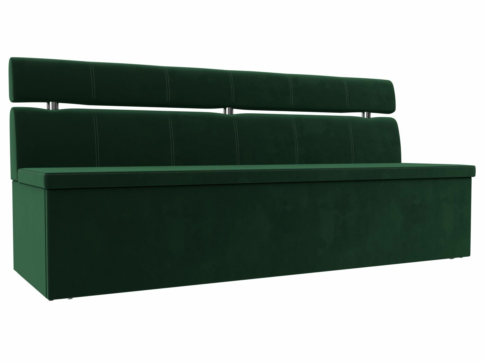 Кухонный прямой диван-кровать Классик, Велюр зеленый