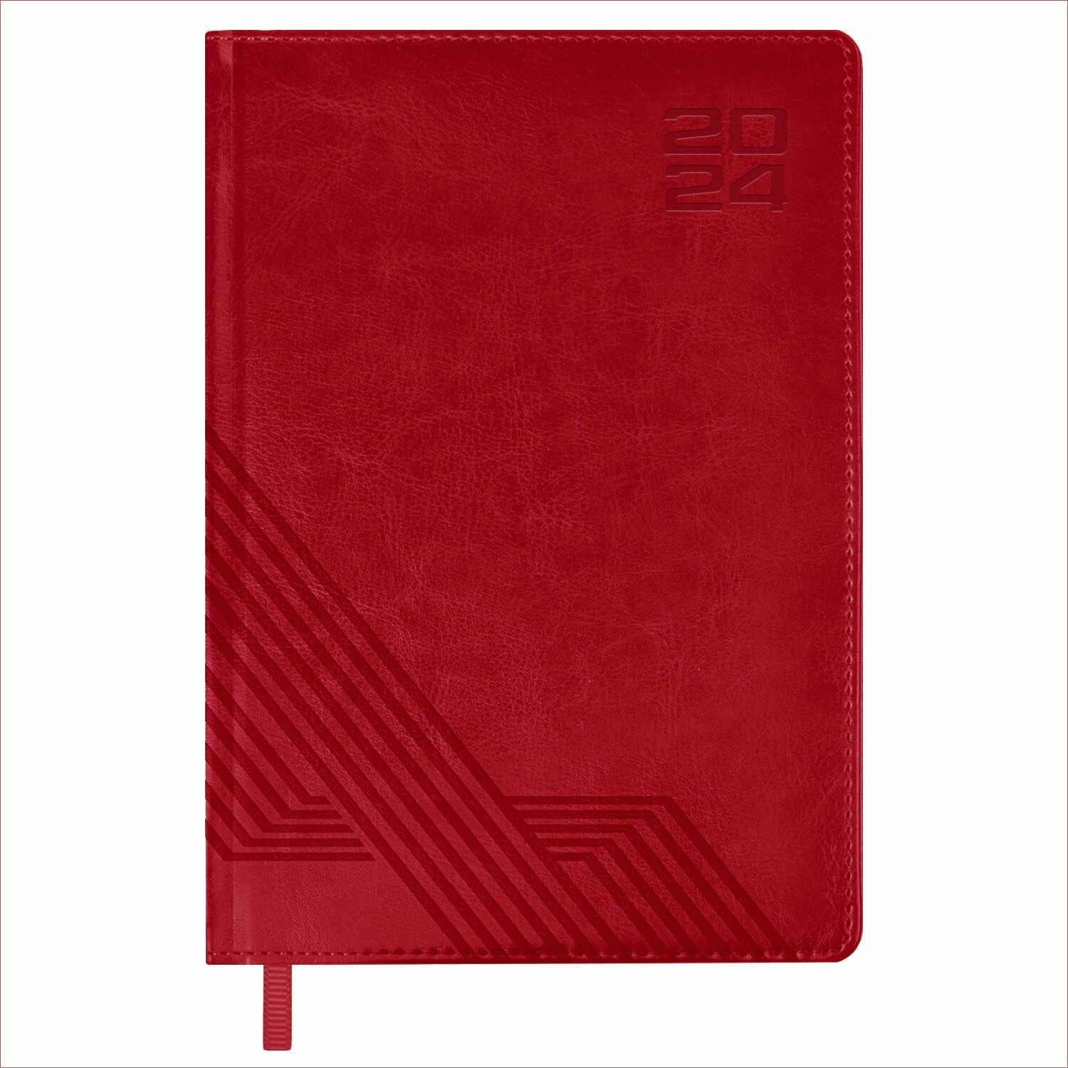 2024 Ежедневник датированный А5 176 листов "Сариф" твёрдый переплёт, красный