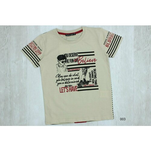 фото Футболка blueland, размер 128, бежевый