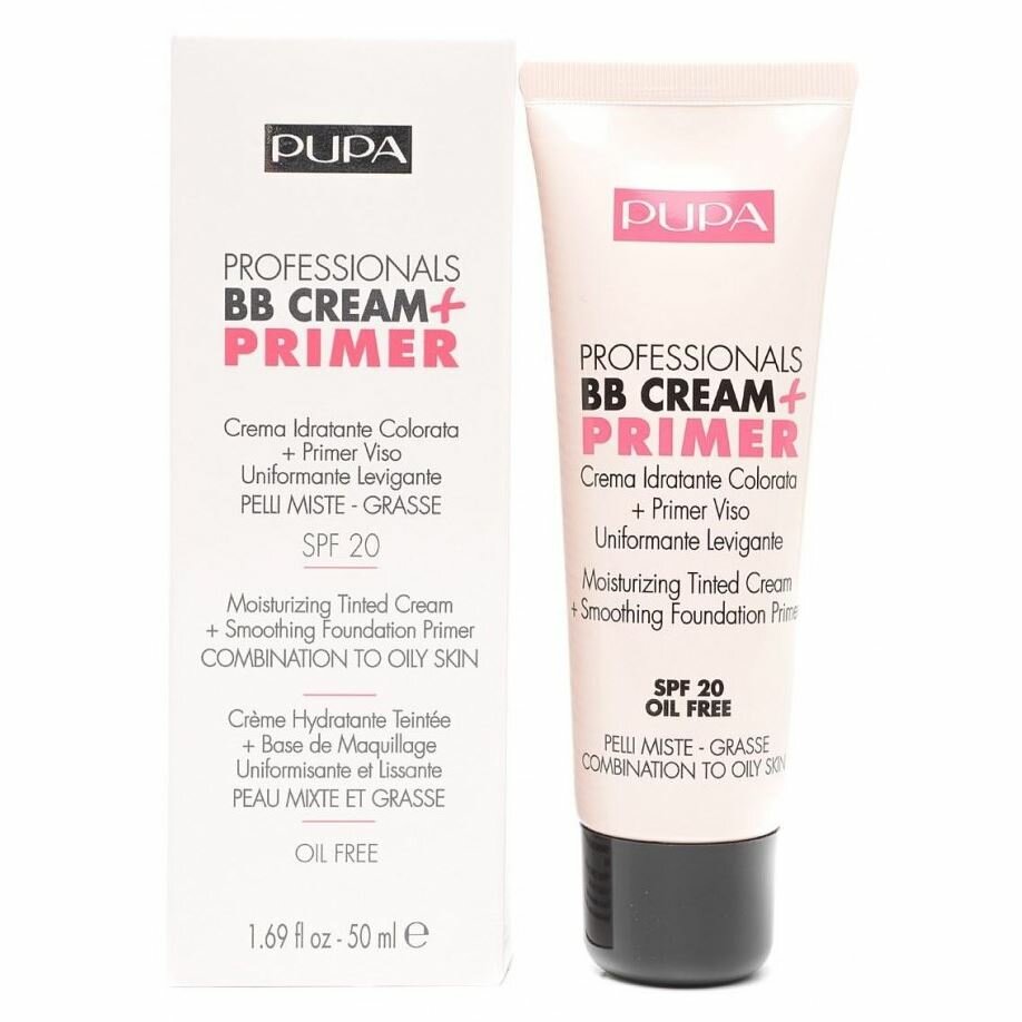 Тональный крем Pupa Make Up Professionals BB Cream + Primer Comdination To Oily Skin SPF 20, Тональный крем для комбинированной и жирной кожи, 001