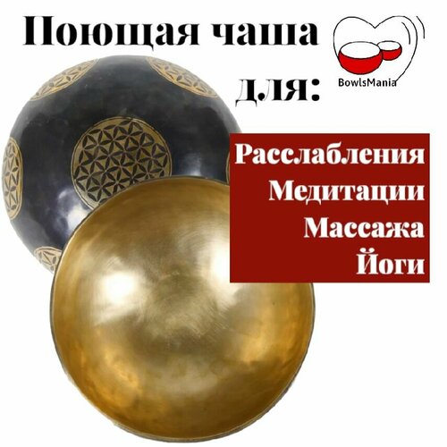 Bowls Mania Тибетская поющая чаша кованая Flower of Life ( Цветок Жизни) , диаметр 25,5 см, нота Ля диез, частота 116 Гц healingbowl универсальный набор 4 кованые поющие чаши 12 1 21 см для всех видов практик сплав 5 7 металлов непал