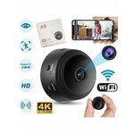 Wi Fi camera. Беспроводная мини камера. Умная вай фай видеокамера для дома через телефон. FixeLand. Микрокамера с датчиком движения 4K HD формат ночная съемка Android/Iphone/Windows. - изображение