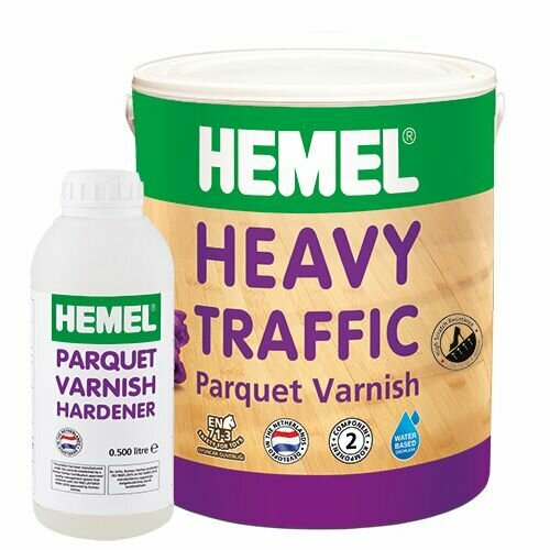 Лак паркетный для полов с высокой нагрузкой HEMEL Heavy Traffic 5, л 5302H Бесцветный, полуматовый