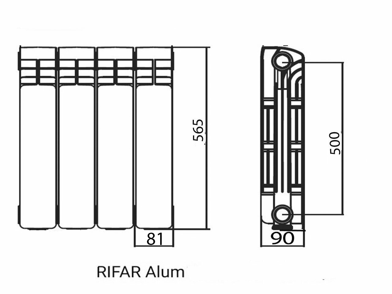 радиатор алюминиевый rifar alum 500 10 секции (гл.90 мм) () Рифар - фото №19