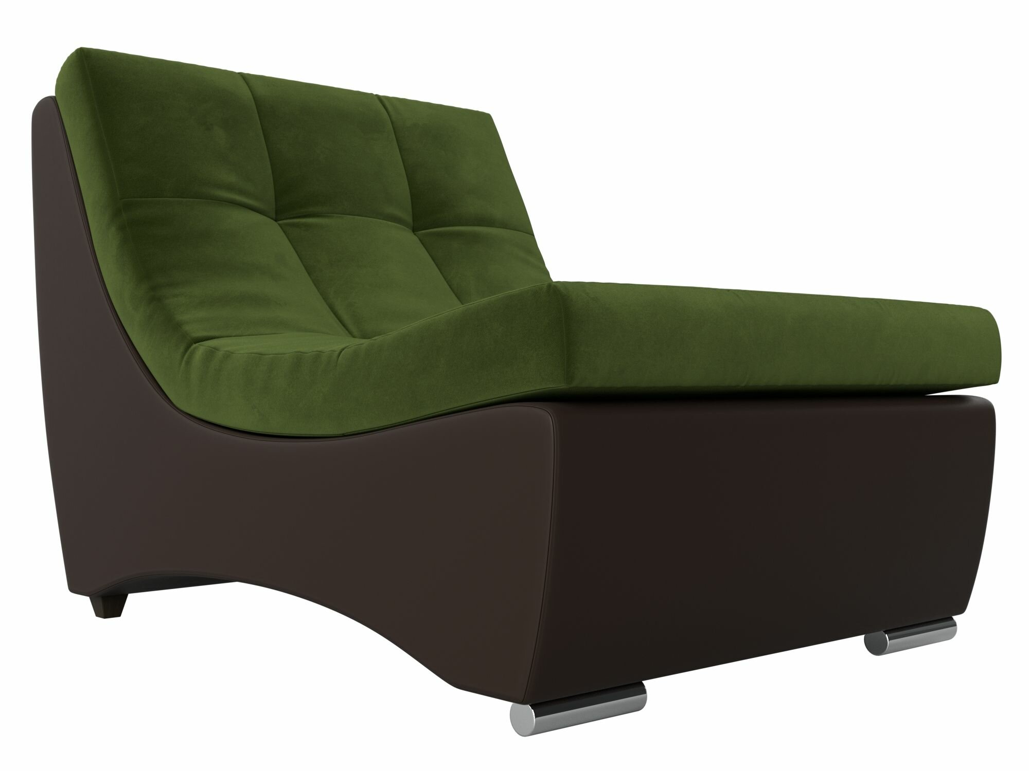 Модуль Монреаль кресло, Микровельвет зеленый, Экокожа коричневая