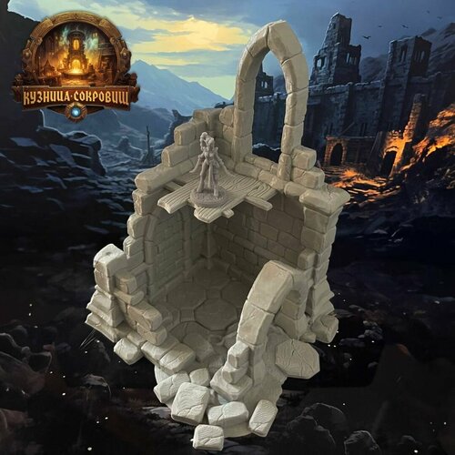 Террейн Разрушенный храм для DnD / Warhammer комплект настольных игр четыре хвоста и дополнение 1 улетные кокосы и шляпы