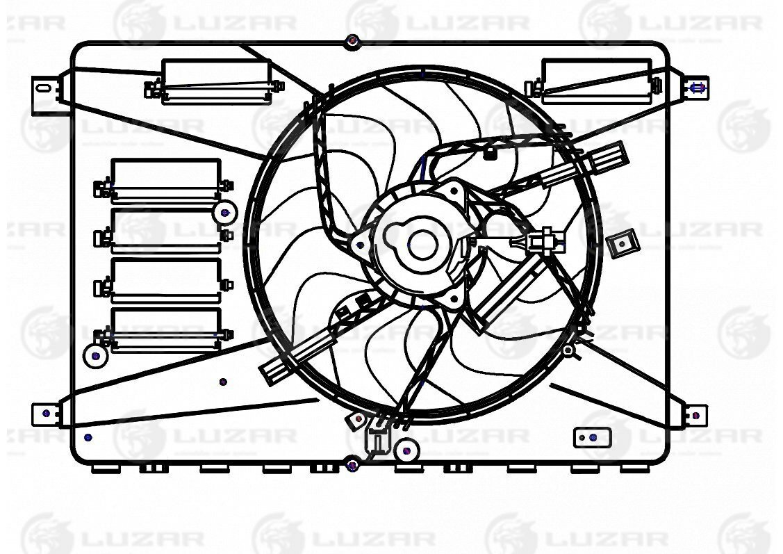 Э/вентилятор охл. для а/м ford mondeo iv (07-)/kuga (08-) (с кожухом) luzar lfk 1042