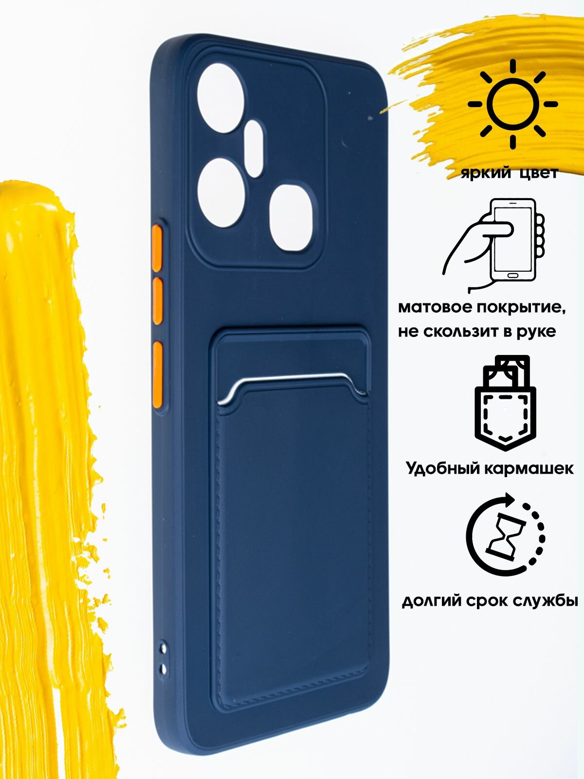 Чехол для карты на Infinix Smart 6 Plus / инфиникс смарт 6+ синий — фото 1