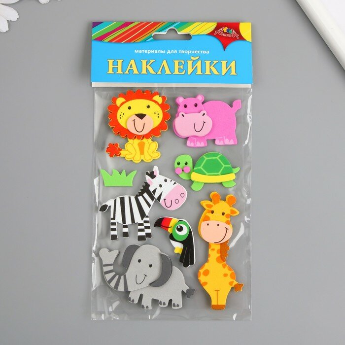 Наклейки из ЭВА Веселые зверята АппликА - фото №4