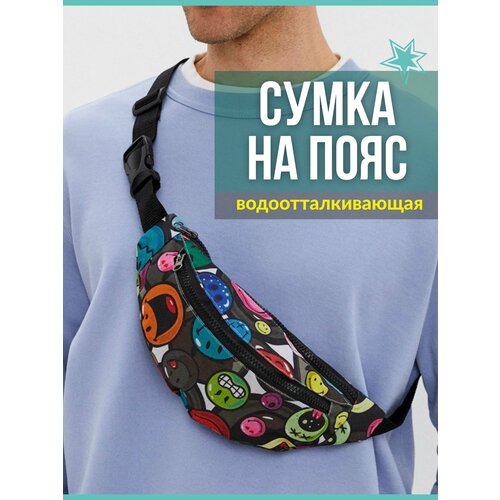 Сумка поясная Big Bang Socks, фактура гладкая, черный, оранжевый сумка шоппер big bang socks фактура гладкая черный